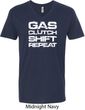 Gas Clutch Shift Repeat White Print Mens V-Neck Shirt