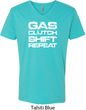 Gas Clutch Shift Repeat White Print Mens V-Neck Shirt