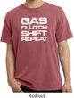 Gas Clutch Shift Repeat White Print Pigment Dyed Shirt