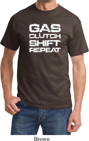 Gas Clutch Shift Repeat White Print Shirt