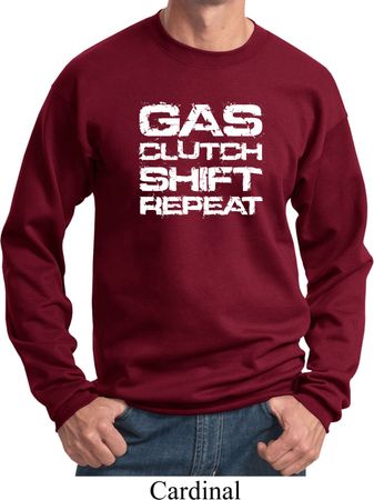 Gas Clutch Shift Repeat White Print Sweatshirt