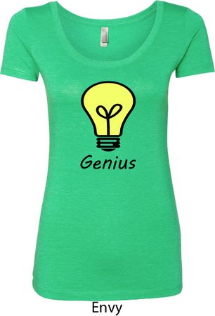 Genius Light Bulb Ladies Scoop Neck Shirt