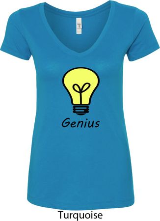 Genius Light Bulb Ladies V-Neck Shirt