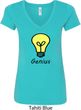 Genius Light Bulb Ladies V-Neck Shirt