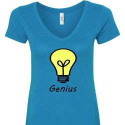 Genius Light Bulb Ladies V-Neck Shirt