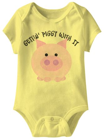 Gettin Piggy With It Funny Baby Romper Yellow Infant Babies Creeper