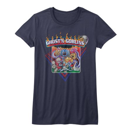 Ghost'N Goblins Shirt Juniors Logo Navy Blue T-Shirt