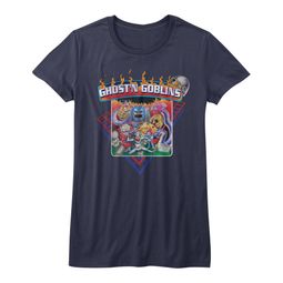 Ghost'N Goblins Shirt Juniors Logo Navy Blue T-Shirt