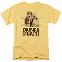 Gilligan's Island Mr Howell DRINKS Adult T-shirt - Banana Yellow Gilligan's Island Mr Howell DRINKS Adult T-shirt - Banana Yellow