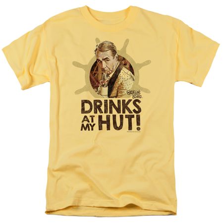 Gilligan's Island Mr Howell DRINKS Adult T-shirt - Banana Yellow