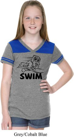 Girls Black Penguin Power Swim Football Tee
