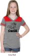 Girls Black Penguin Power Swim Football Tee