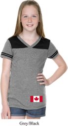 Girls Canada Tee Canadian Flag Bottom Print Football Tee