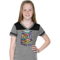 Girls Cat Tee Love Cat Football Shirt