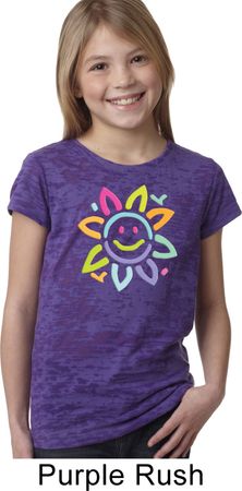 Girls Flower Shirt Sunflower Burnout Tee T-Shirt
