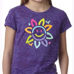 Girls Flower Shirt Sunflower Burnout Tee T-Shirt