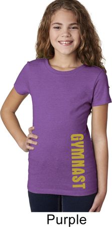 Girls Gymnastics Shirt Gold Shimmer Gymnast Bottom Print Tee T-Shirt