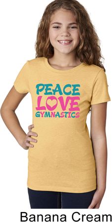 Girls Gymnastics Shirt Peace Love Gymnastics Tee T-Shirt