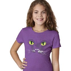 Girls Halloween Shirt Black Cat Purple Tee T-Shirt
