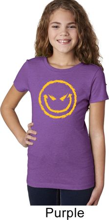 Girls Halloween Shirt Evil Smiley Face Tee T-Shirt