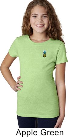 Girls Pineapple Patch Pocket Print T-shirt