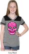 Girls Pink Sugar Skull Football Tee