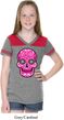 Girls Pink Sugar Skull Football Tee