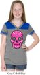 Girls Pink Sugar Skull Football Tee