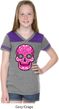 Girls Pink Sugar Skull Football Tee
