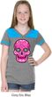 Girls Pink Sugar Skull Football Tee