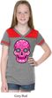 Girls Pink Sugar Skull Football Tee