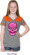 Girls Pink Sugar Skull Football Tee