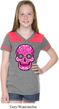 Girls Pink Sugar Skull Football Tee