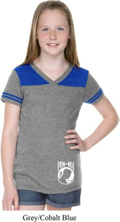 Girls Pow Mia Bottom Print Football Tee