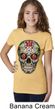 Girls Skull Shirt Sugar Skull with Roses Tee T-Shirt