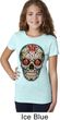 Girls Skull Shirt Sugar Skull with Roses Tee T-Shirt