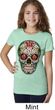 Girls Skull Shirt Sugar Skull with Roses Tee T-Shirt