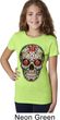 Girls Skull Shirt Sugar Skull with Roses Tee T-Shirt