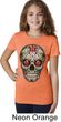 Girls Skull Shirt Sugar Skull with Roses Tee T-Shirt