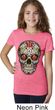 Girls Skull Shirt Sugar Skull with Roses Tee T-Shirt