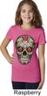 Girls Skull Shirt Sugar Skull with Roses Tee T-Shirt