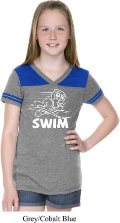 Girls White Penguin Power Swim Football Tee