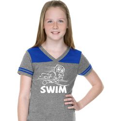 Girls White Penguin Power Swim Football Tee