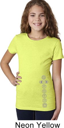 Girls Yoga Shirt 7 Chakras Bottom Print Tee T-Shirt