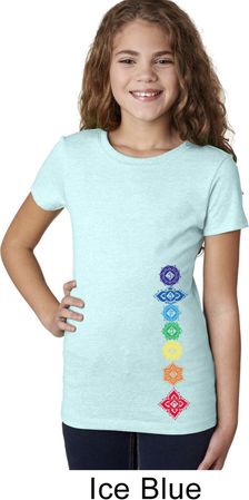 Girls Yoga Shirt Floral Chakras Bottom Print Tee T-Shirt