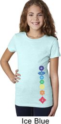 Girls Yoga Shirt Floral Chakras Bottom Print Tee T-Shirt