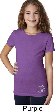 Girls Yoga Shirt Hindu Patch Bottom Print Tee T-Shirt