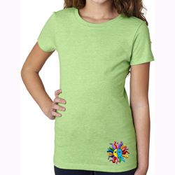 Girls Yoga Shirt Hippie Sun Patch Bottom Print Tee T-Shirt