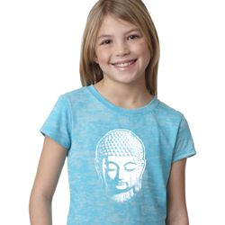 Girls Yoga Shirt Little Buddha Head Burnout Tee T-Shirt