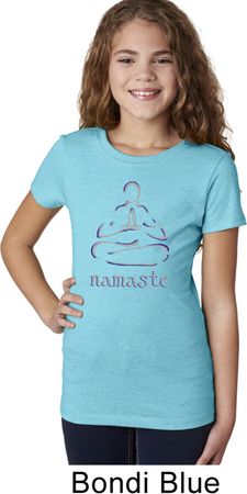Girls Yoga Shirt Namaste Lotus Pose Tee T-Shirt